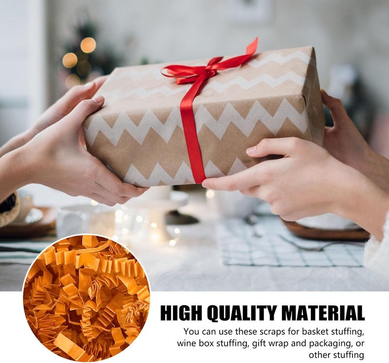 ZEBMOON 1 LB Orange Crinkle Cut Paper Shred Filler Great for Gift Wrapping, Basket Filling, Birthday, Wedding, Halloween, Thanksgiving, Christmas Day, New Year Party Decorations Filling Supplies A - Image 2